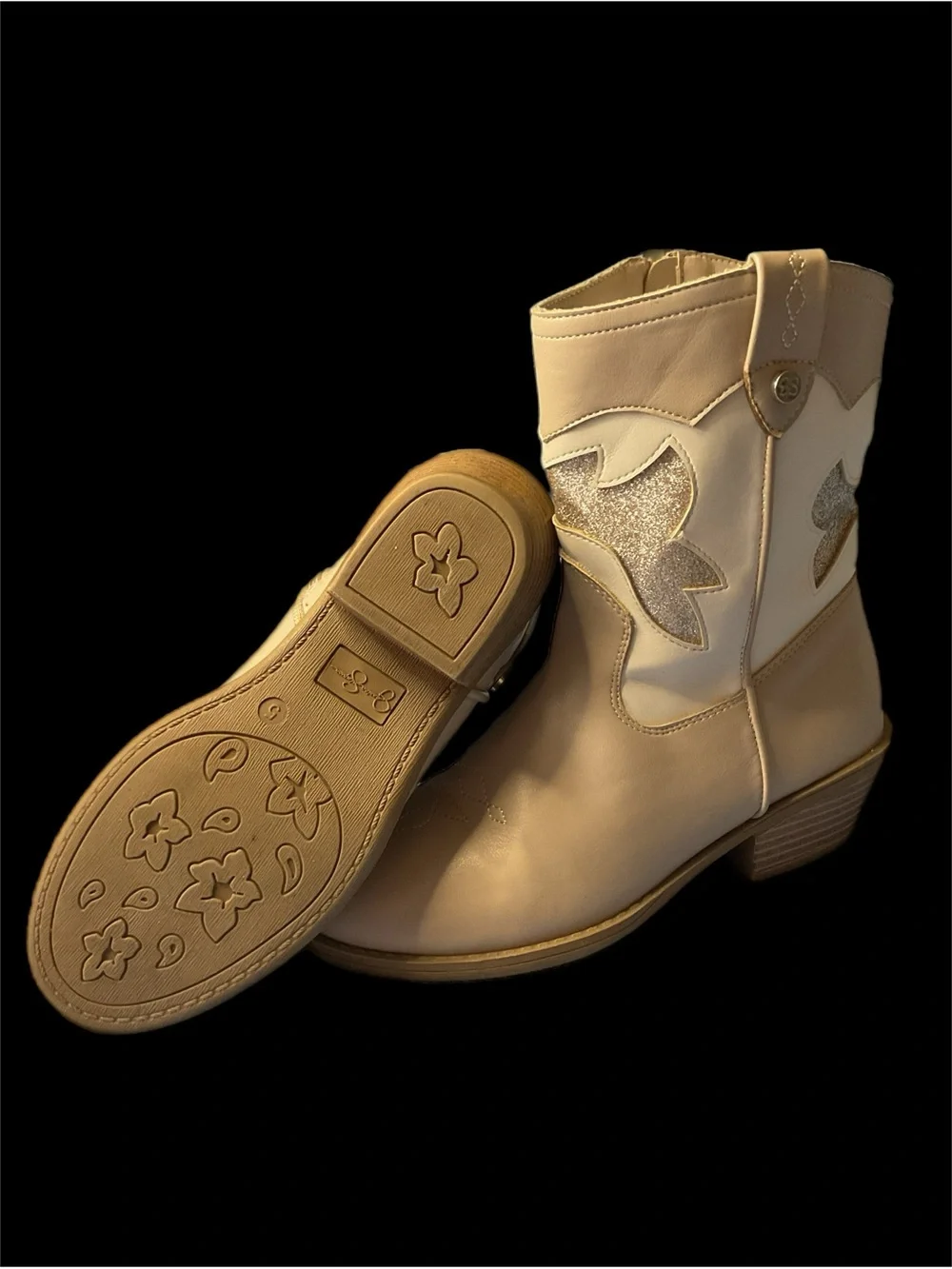 Jessica Simpson Big Girls Sz 5 Western Cowgirl Boot Side Zip Block Heel JES775FF